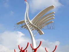 定制落地景觀裝飾不銹鋼抽象仙鶴雕塑